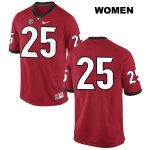 Women's Georgia Bulldogs NCAA #25 Ahkil Crumpton Nike Stitched Red Authentic No Name College Football Jersey AYU1654ZA